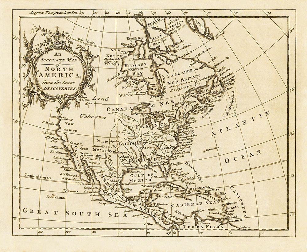 North America from the Latest Discoveries - 1750 art print by Unknown for $57.95 CAD