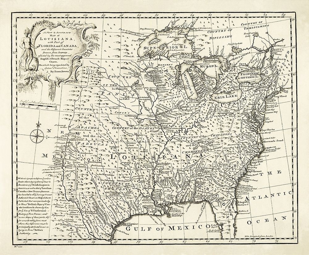 Louisiana with Florida Canada - Bowen 1750 art print by Bowen for $57.95 CAD