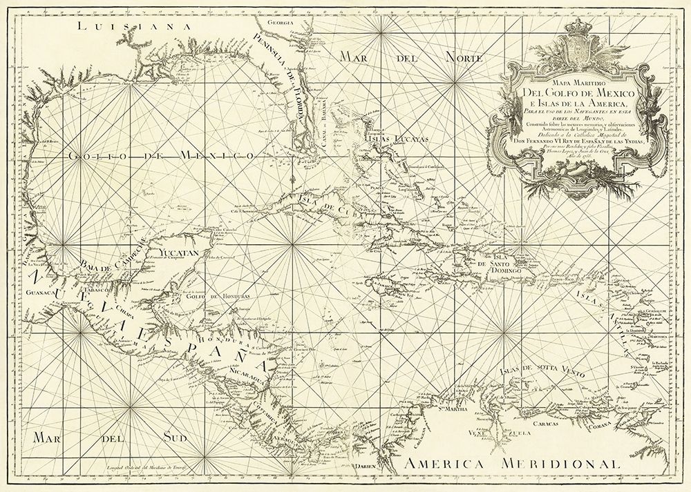 Gulf of Mexico and Islands of America 1755 art print by Unknown for $57.95 CAD