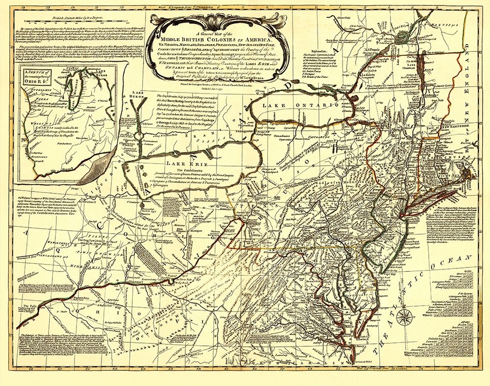 Middle British Colonies in America - Evans 1771 art print by Evans for $57.95 CAD