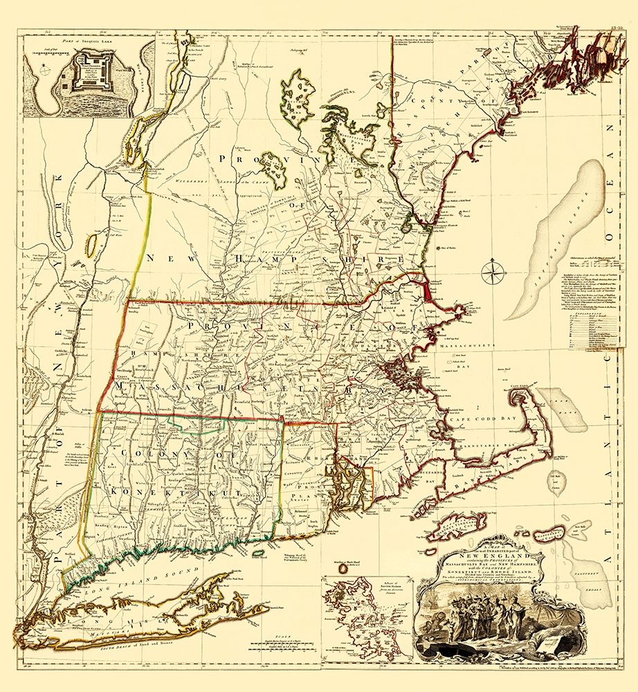 Massachusetts, New Hampshire, Connecticut, RI art print by Unknown for $57.95 CAD