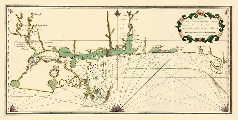 Louisiana Coast Mouth of Mississippi art print by Lefargue for $57.95 CAD