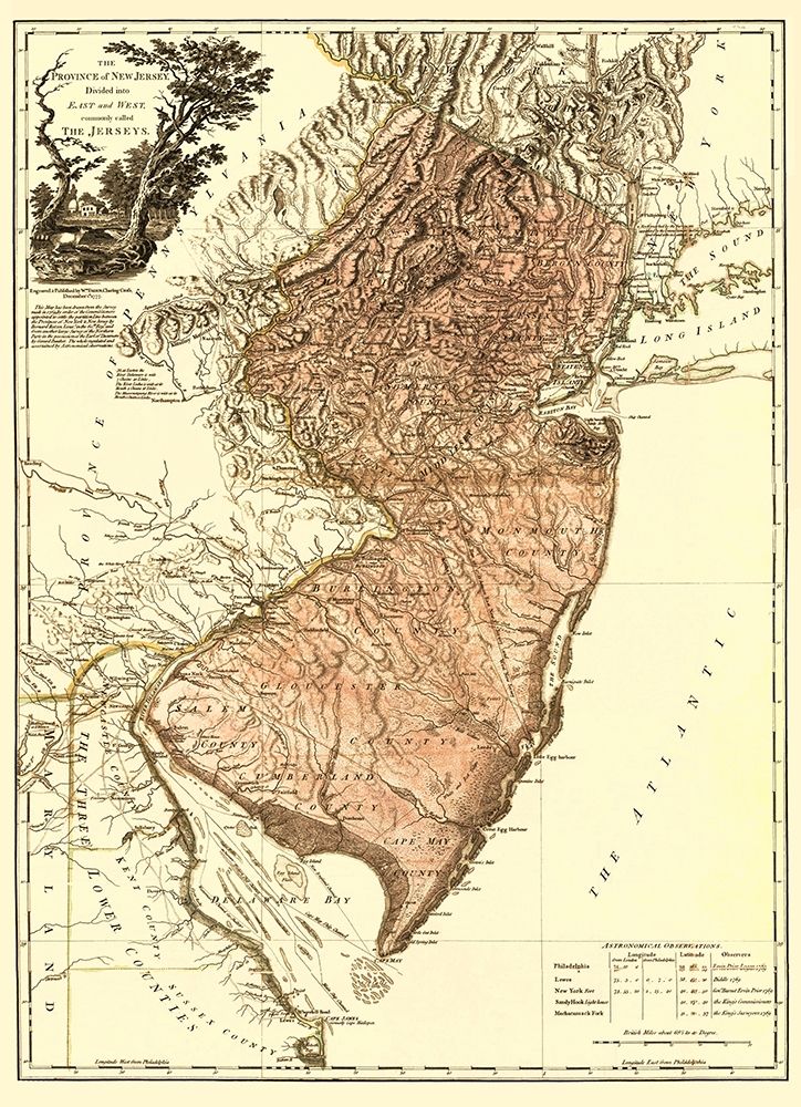 New Jersey Divided East West - Faden 1777 art print by Faden for $57.95 CAD
