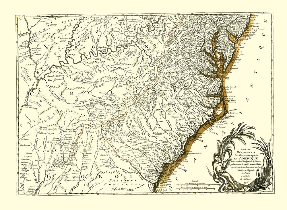 Southern Part of English Possessions - Michel 1778 art print by Michel for $57.95 CAD