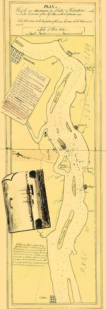 River Delaware Position Majestys Ships Nov 15 1777 art print by Hunter for $57.95 CAD