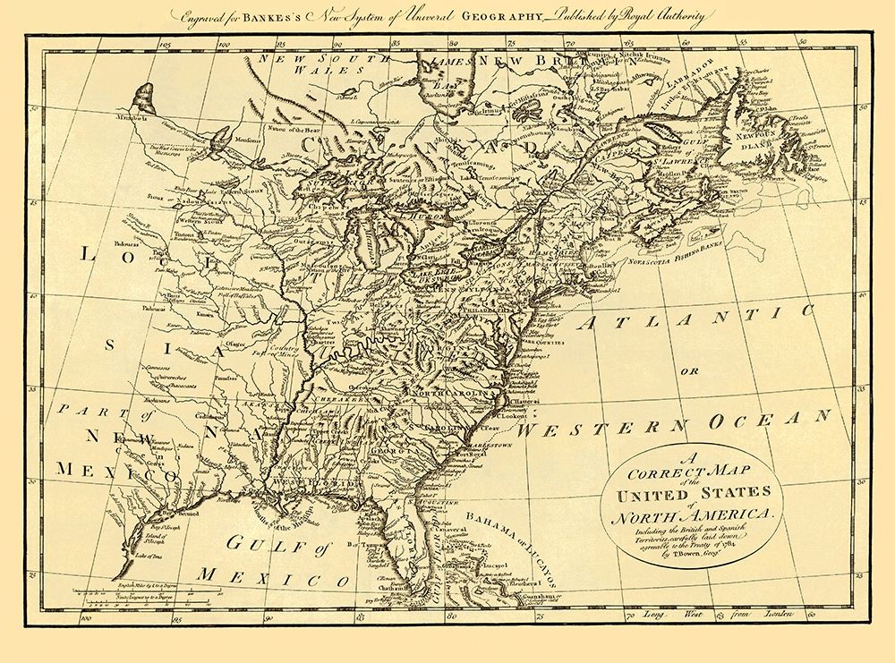 United States of North America - Bowen 1784 art print by Bowen for $57.95 CAD