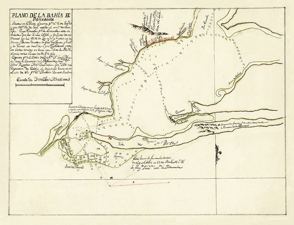 Pensacola Bay Florida - Paredes 1780 art print by Paredes for $57.95 CAD