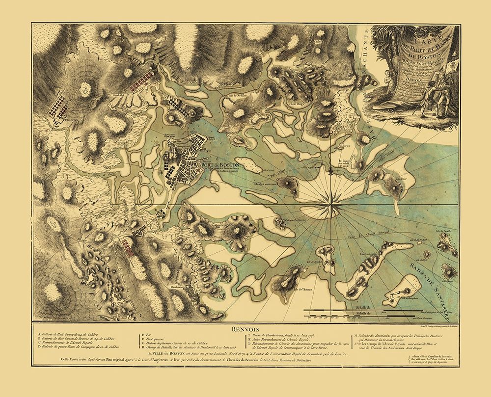 Boston Harbor Massachusetts - Beaurain 1776 art print by Beaurain for $57.95 CAD