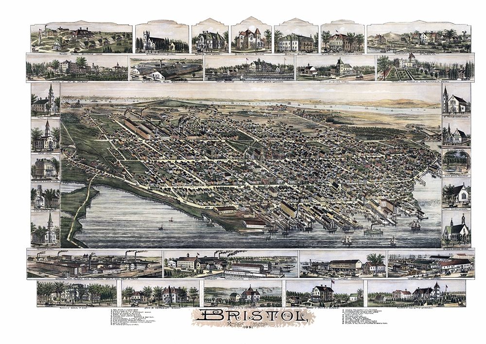 Bristol Rhode Island - Bailey 1891 art print by Bailey for $57.95 CAD
