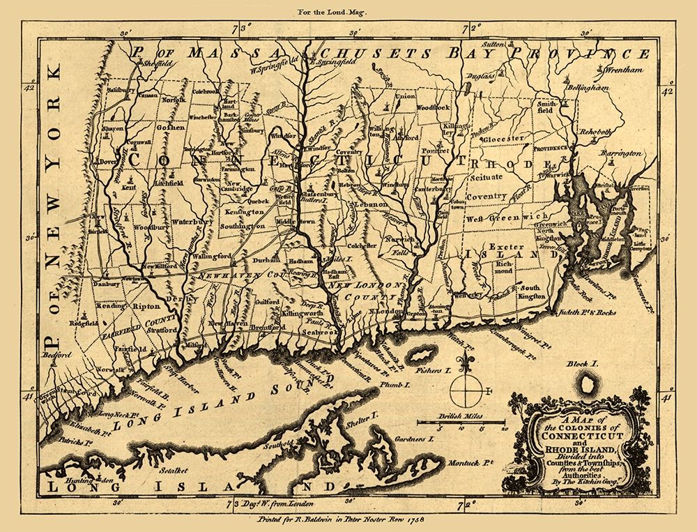 Connecticut Rhode Island - Kitchin 1758 art print by Kitchin for $57.95 CAD