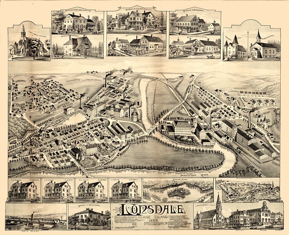 Lonsdale Rhode Island - Bailey 1888 art print by Bailey for $57.95 CAD