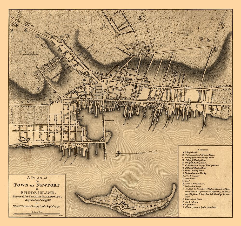 Newport Rhode Island - Blaskowitz 1777 art print by Blaskowitz for $57.95 CAD