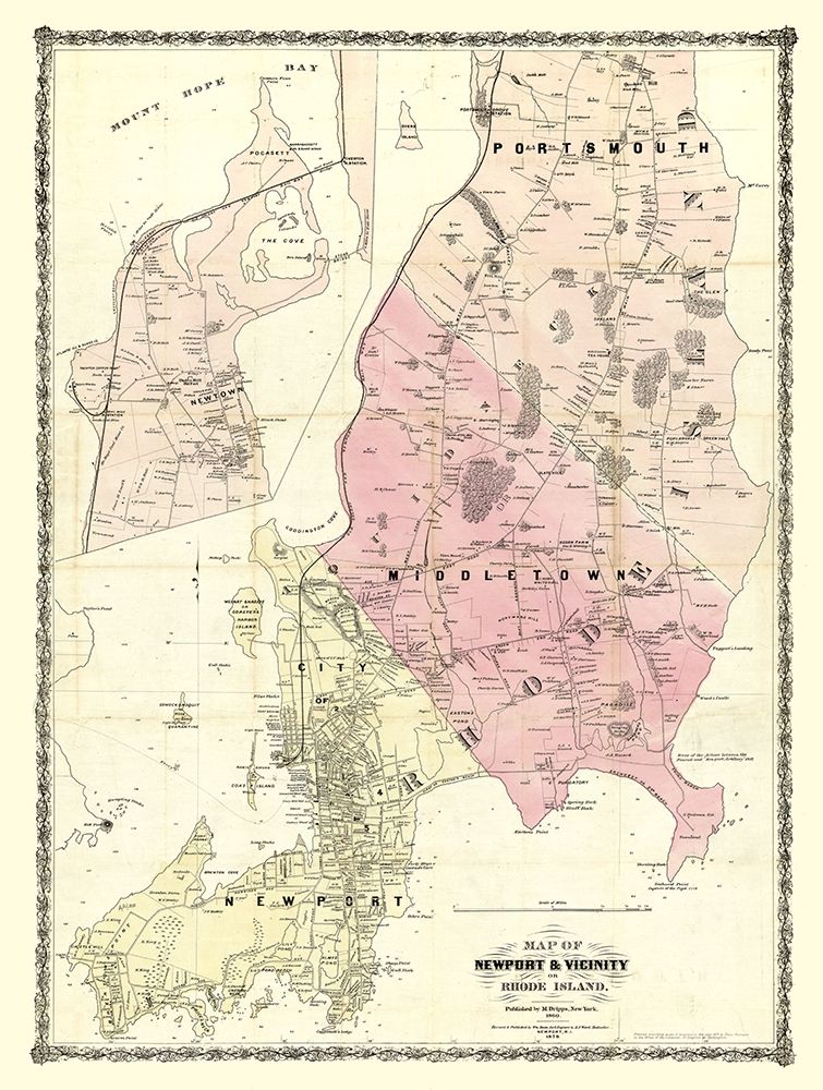 Newport Rhode Island - Dripps 1870 art print by Dripps for $57.95 CAD