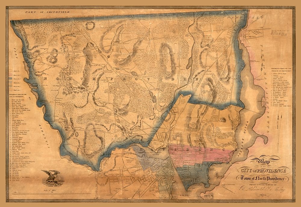 North Providence Rhode Island - Cushing 1835 art print by Cushing for $57.95 CAD