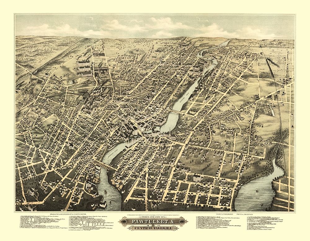 Pawtucket Central Falls Rhode Island - Vogt 1877 art print by Vogt for $57.95 CAD