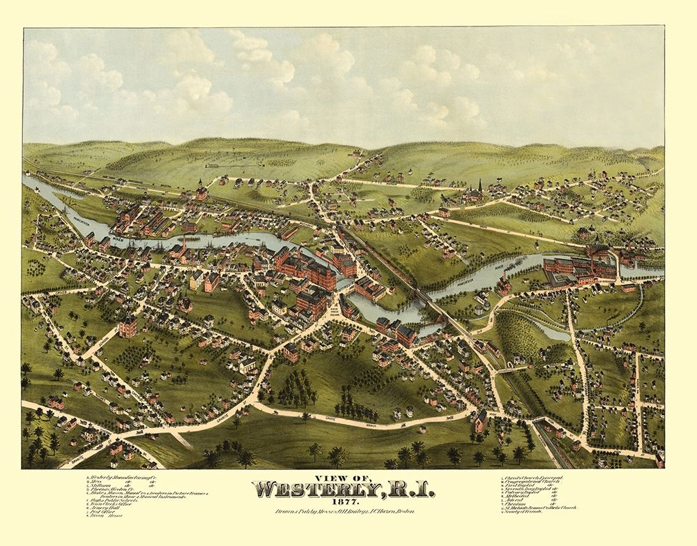 Westerly Rhode Island - Bailey 1877 art print by Bailey for $57.95 CAD