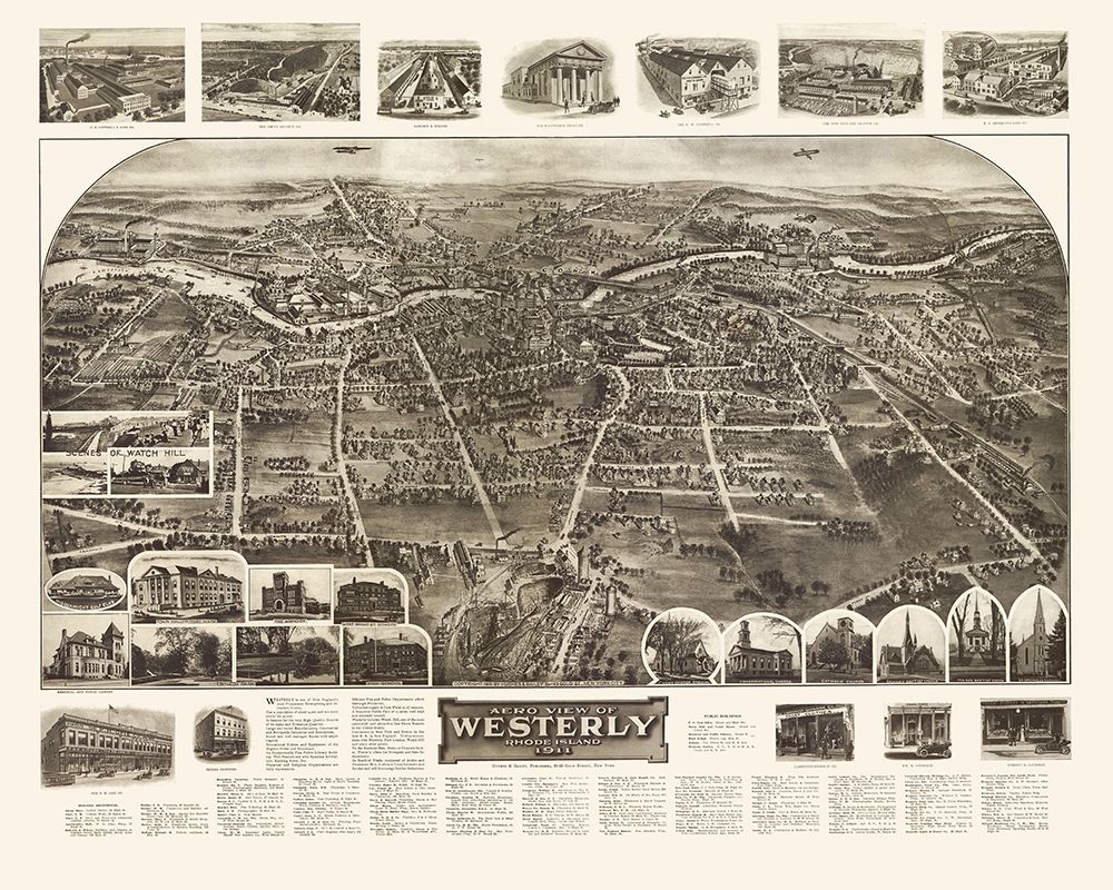 Westerly Rhode Island - Hughes 1911 art print by Hughes for $57.95 CAD
