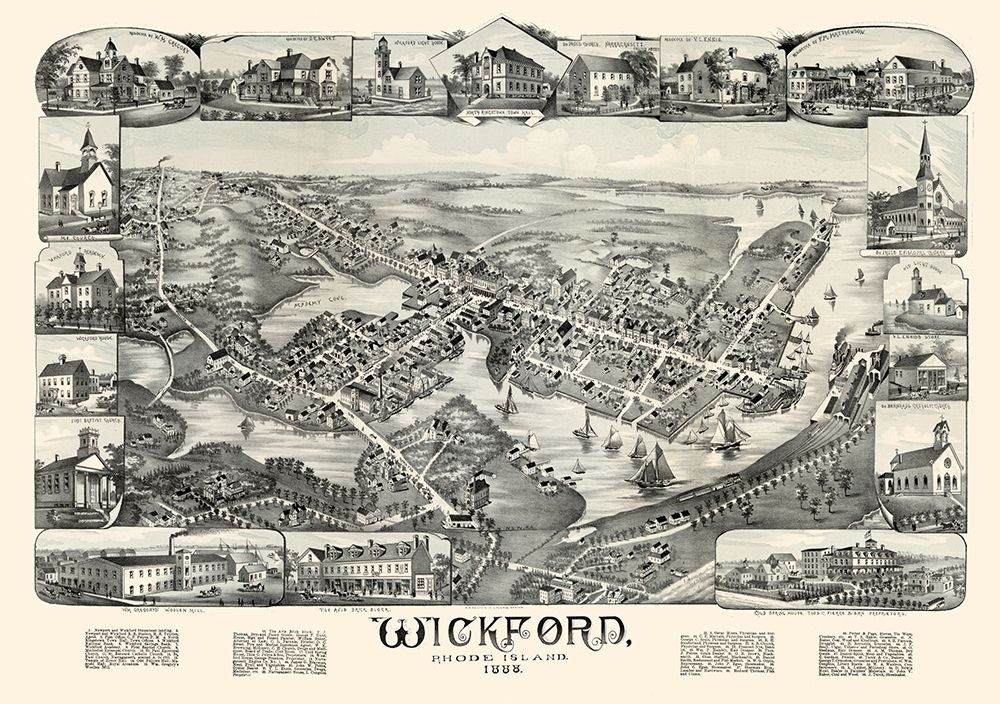 Wickford Rhode Island - Bailey 1888 art print by Bailey for $57.95 CAD