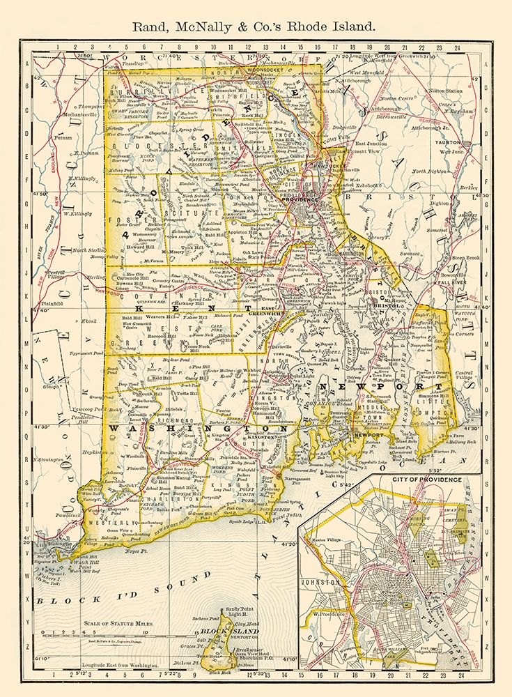 Rhode Island - Rand McNally 1879 art print by Rand McNally for $57.95 CAD