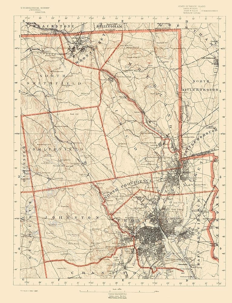 Rhode Island 1 of 10 Sheet - USGS 1891 art print by USGS for $57.95 CAD