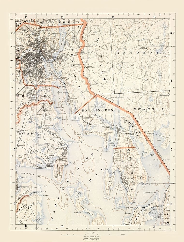 Rhode Island 3 of 10 Sheet - USGS 1891 art print by USGS for $57.95 CAD