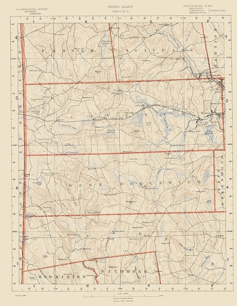 Rhode Island 5 of 10 Sheet - USGS 1891 art print by USGS for $57.95 CAD
