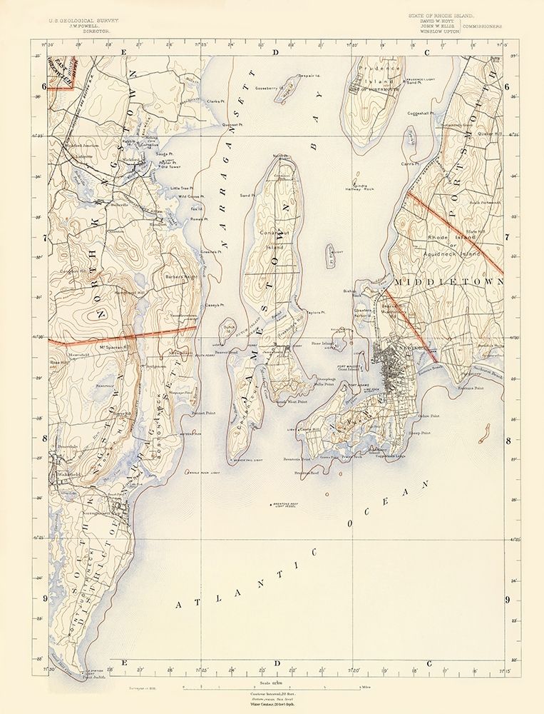 Rhode Island 7 of 10 Sheet - USGS 1891 art print by USGS for $57.95 CAD