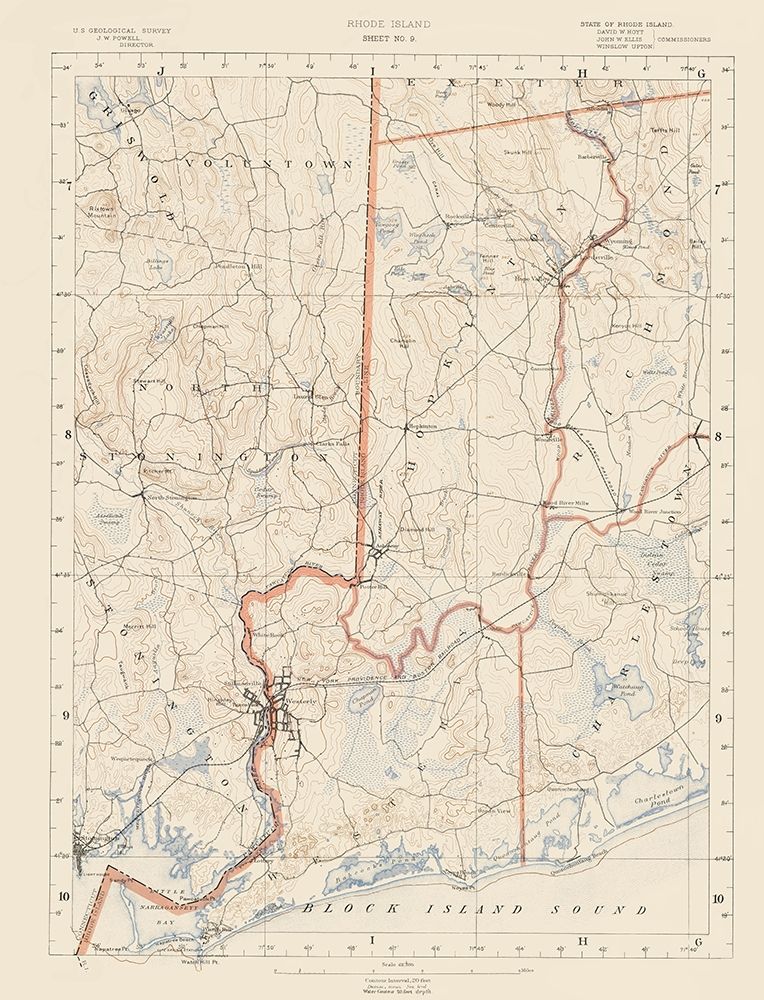 Rhode Island 9 of 10 Sheet - USGS 1891 art print by USGS for $57.95 CAD