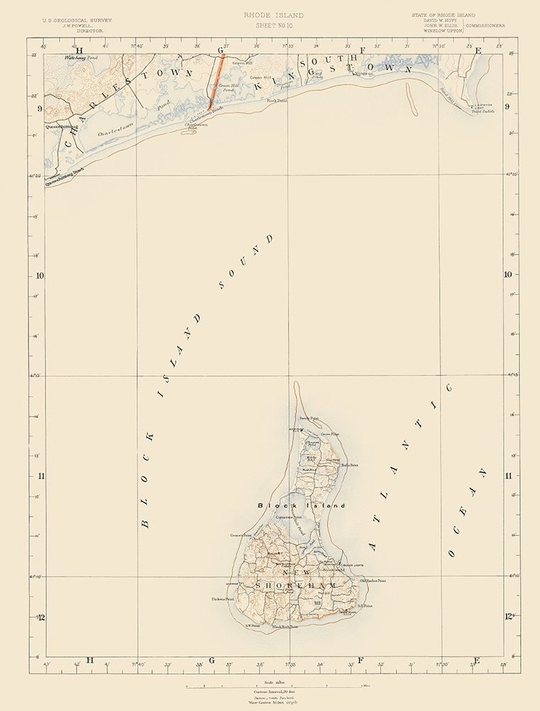 Rhode Island 10 of 10 Sheet - USGS 1891 art print by USGS for $57.95 CAD