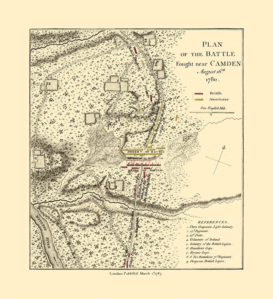 Camden South Carolina - Faden 1787 art print by Faden for $57.95 CAD