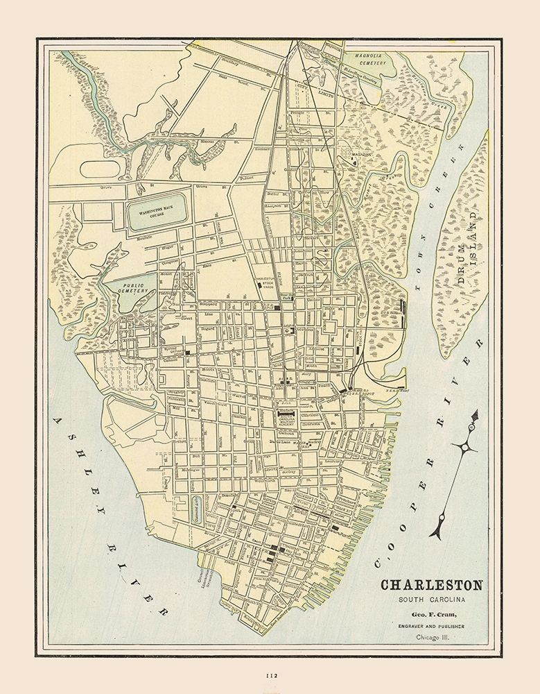Charleston  South Carolina - Cram 1892 art print by Cram for $57.95 CAD