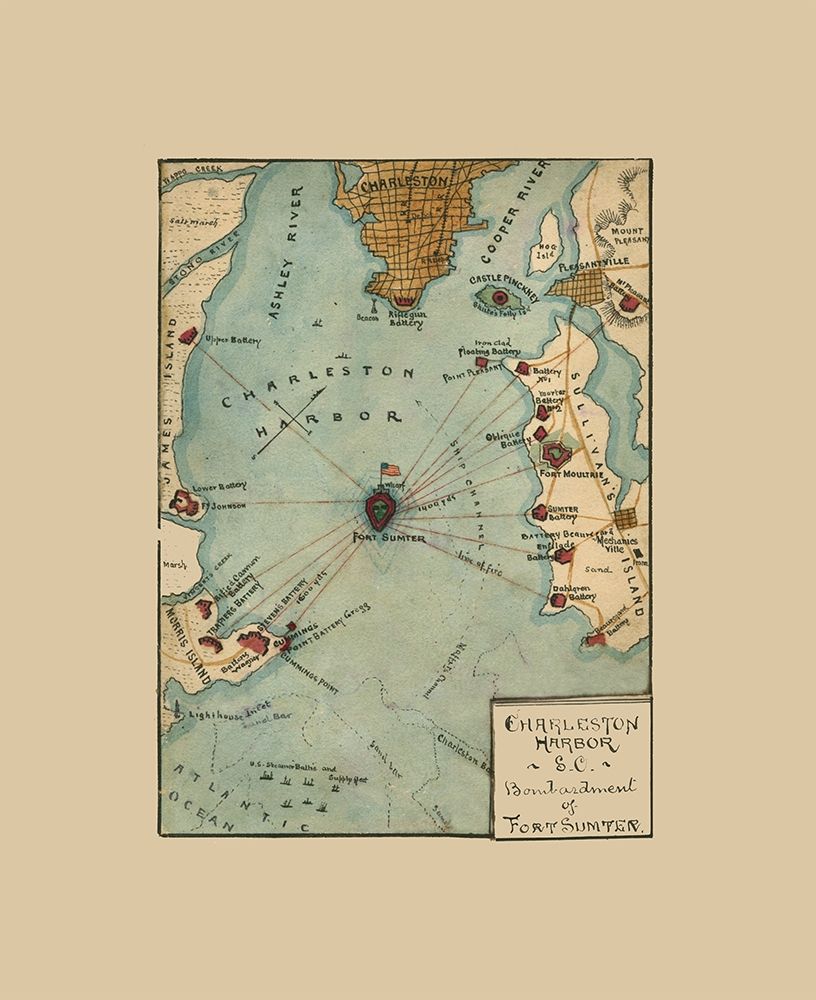 Charleston Harbor South Carolina -1861 art print by Unknown for $57.95 CAD