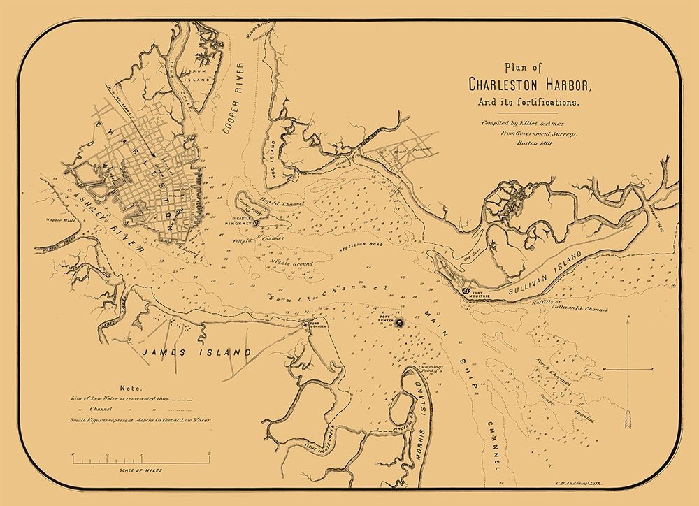 Charleston Harbor South Carolina - Elliot 1861 art print by Elliot for $57.95 CAD