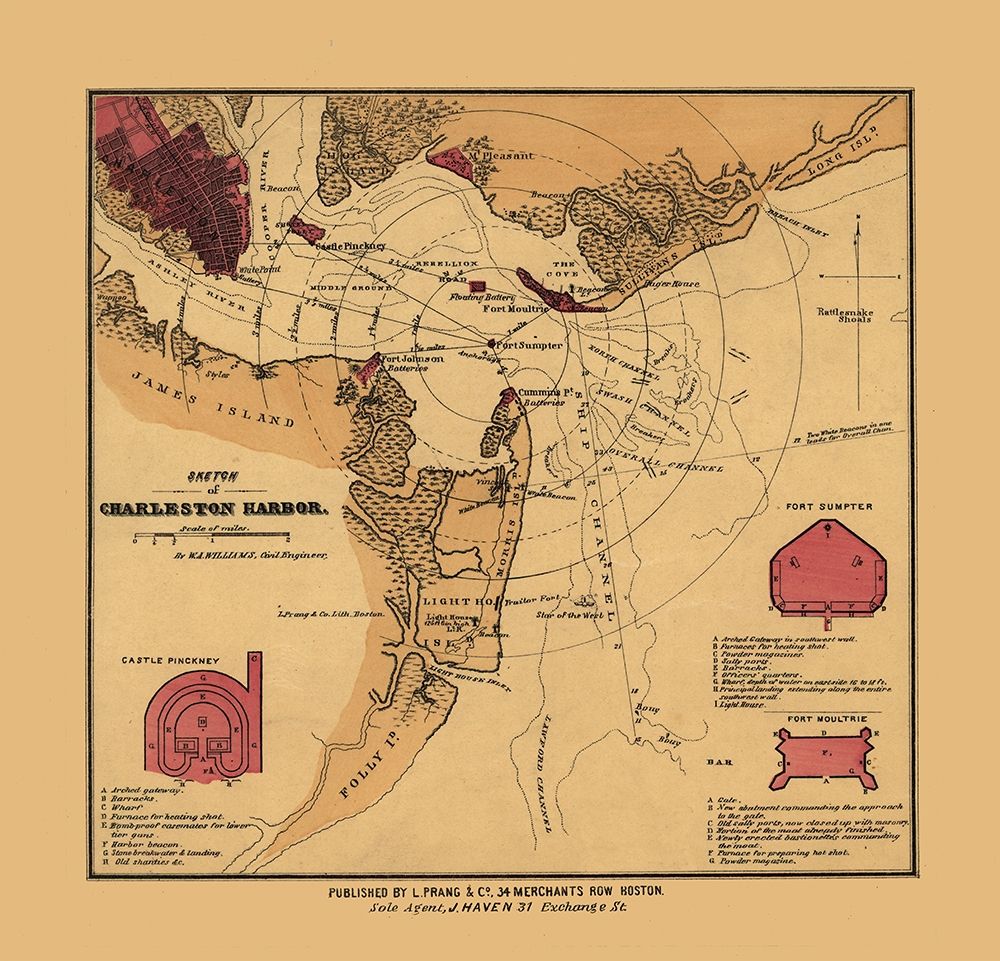 Charles Town South Carolina - Williams 1860 art print by Williams for $57.95 CAD