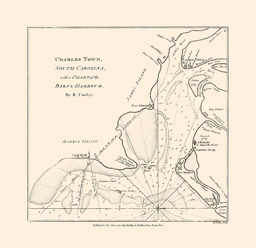 Charles Town South Carolina - Cowley 1780 art print by Cowley for $57.95 CAD