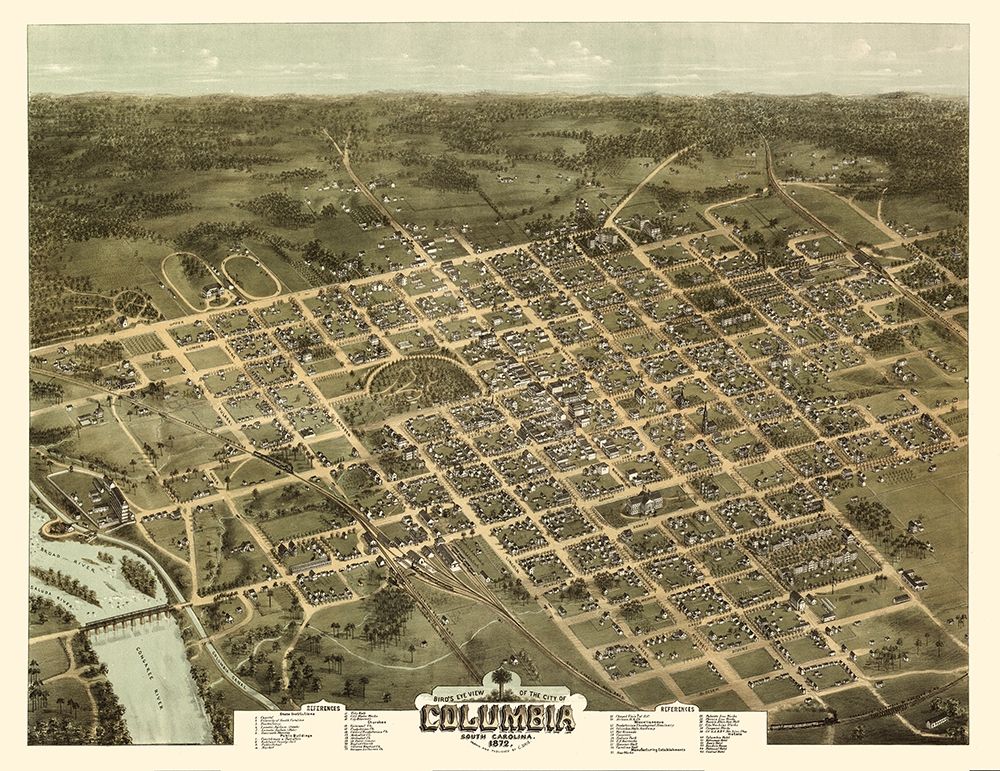 Columbia South Carolina - Drie 1872 art print by Drie for $57.95 CAD