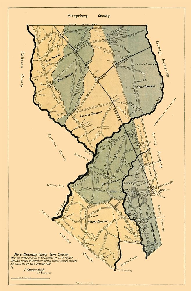 Dorchester County South Carolina - Knight 1900 art print by Knight for $57.95 CAD