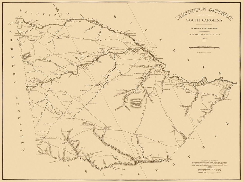 Lexington South Carolina Landowner - Mills 1825 art print by Mills for $57.95 CAD
