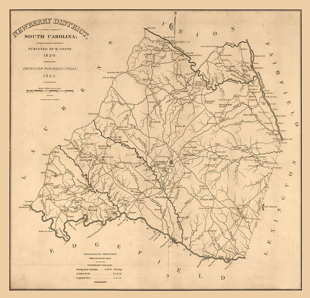 Newberry South Carolina - Coate 1825 art print by Coate for $57.95 CAD