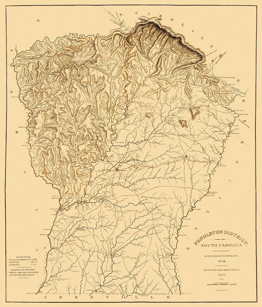 Pendleton South Carolina Landowner - Mills 1825 art print by Mills for $57.95 CAD