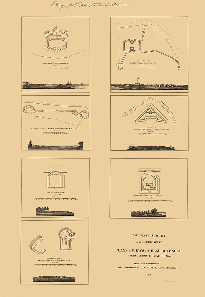 South Carolina Rebel Defences - Willenbucher 1862 art print by Willenbucher for $57.95 CAD