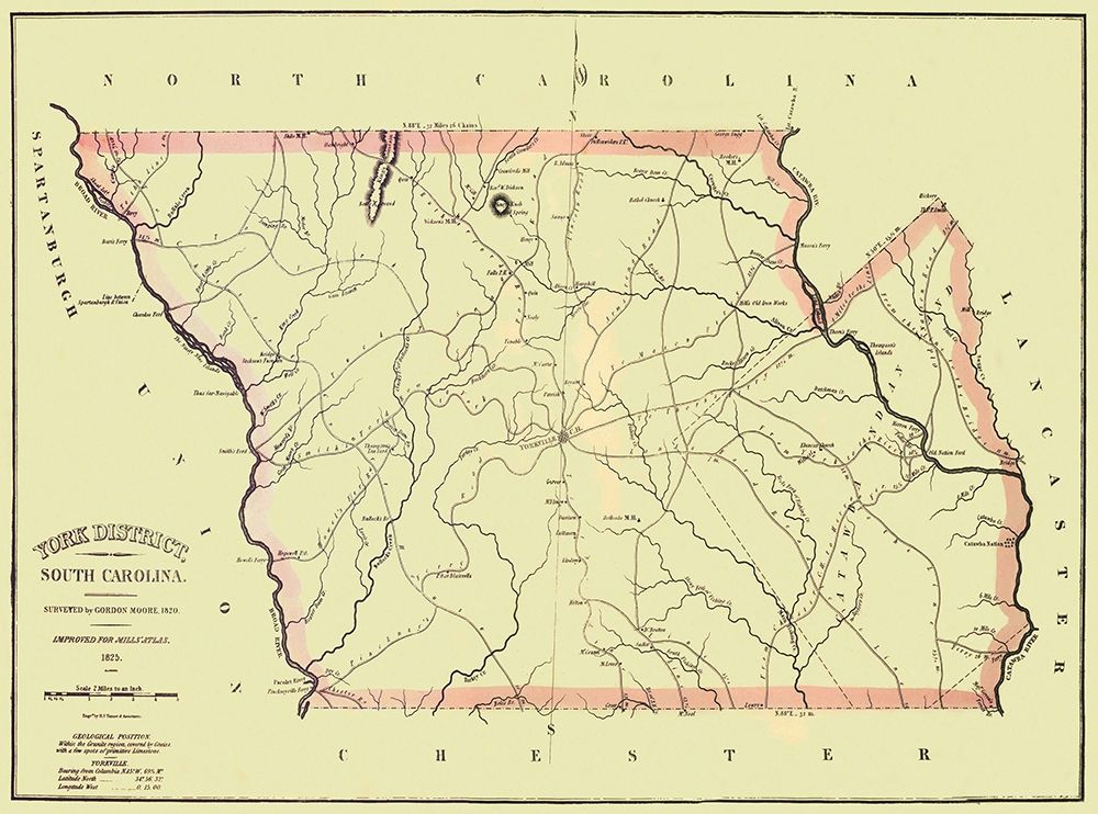 York South Carolina Landowner - Mills 1825 art print by Mills for $57.95 CAD