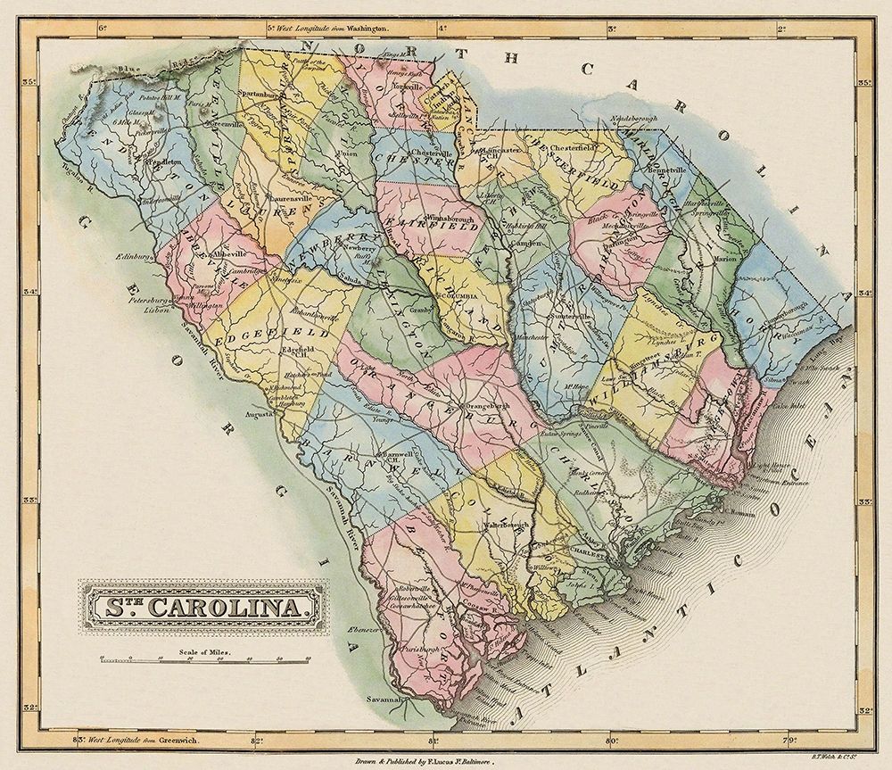 South Carolina - Lucas 1823 art print by Lucas for $57.95 CAD