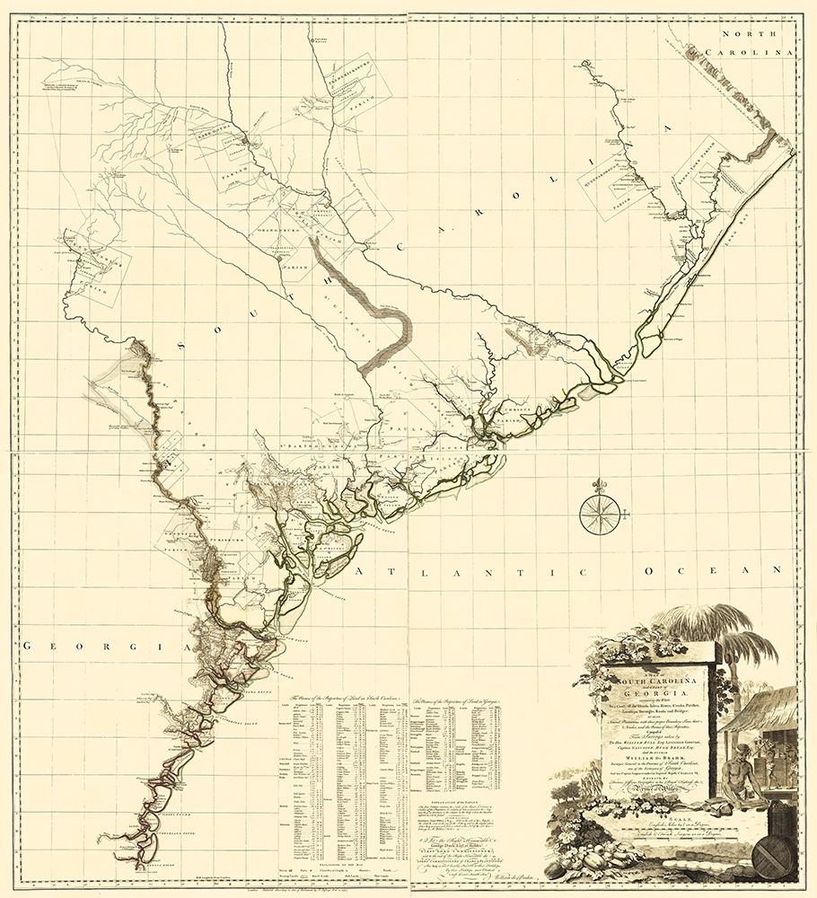 South Carolina, Part of Georgia - Jefferys 1757 art print by Jefferys for $57.95 CAD