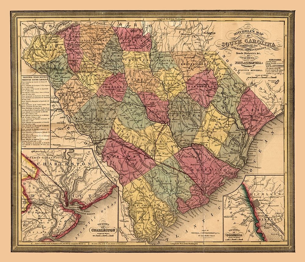 South Carolina - Mitchell 1849 art print by Mitchell for $57.95 CAD
