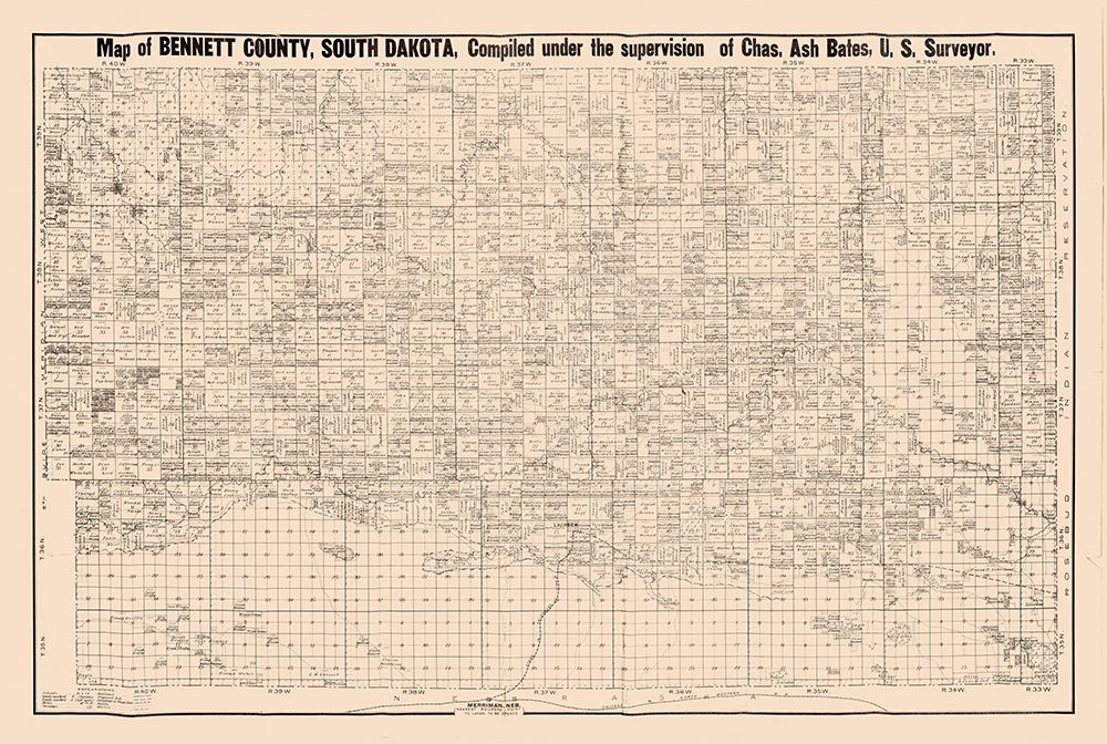 Bennett County South Dakota - Bates 1910 art print by Bates for $57.95 CAD