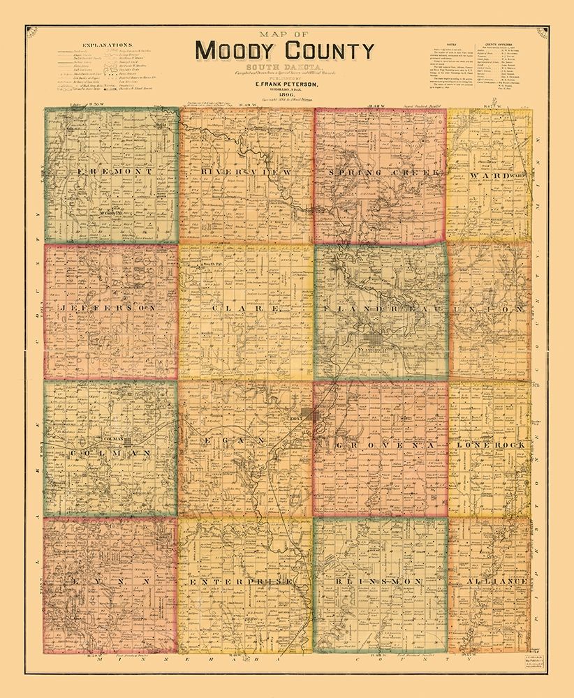 Moody County South Dakota - Peterson 1896 art print by Peterson for $57.95 CAD