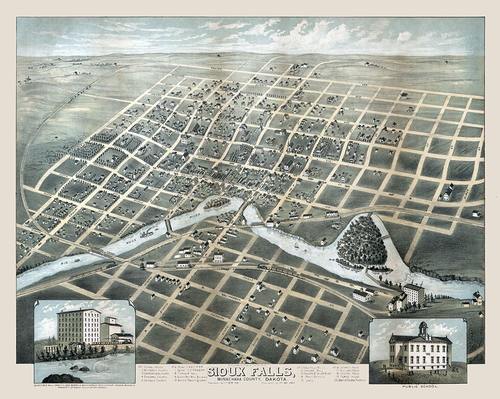Sioux Falls South Dakota - Carson 1881 art print by Carson for $57.95 CAD