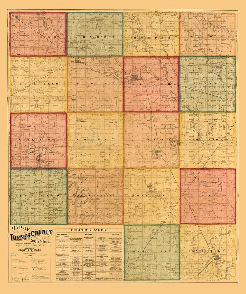 Turner County South Dakota - Rowley 1893 art print by Rowley for $57.95 CAD