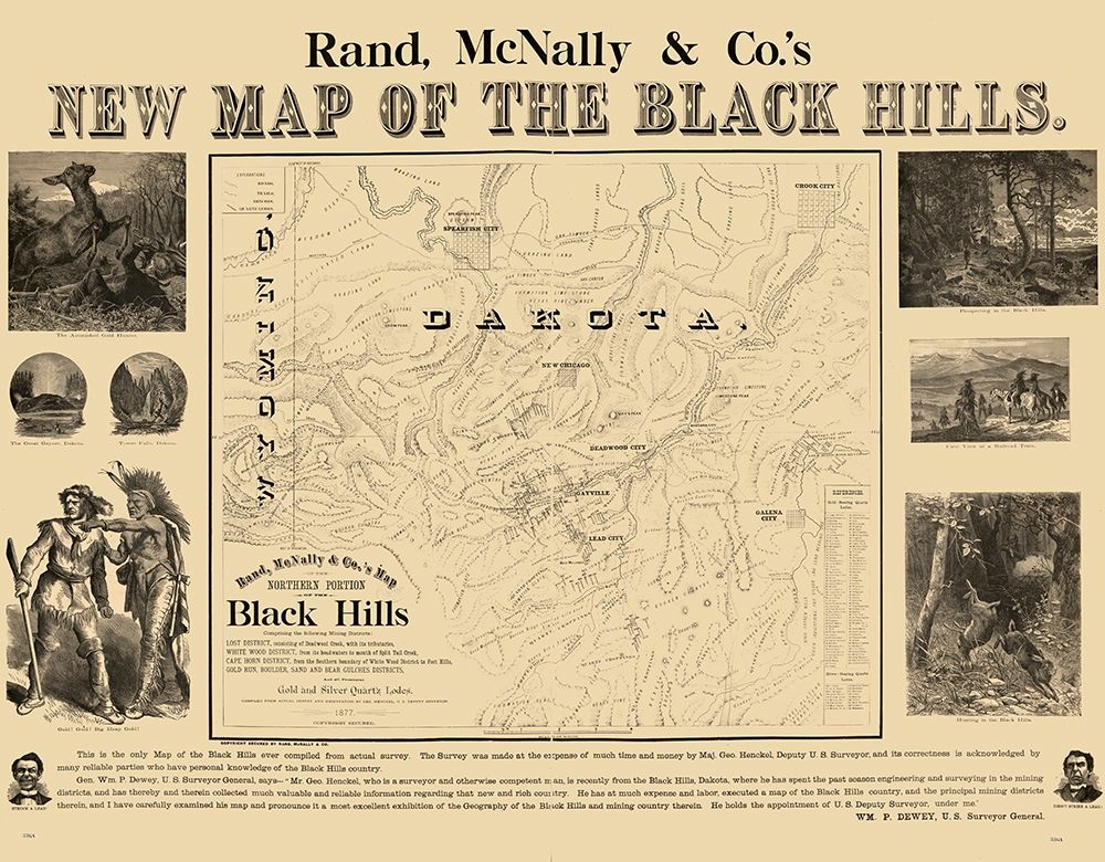 South Dakota Black Hills - Rand McNally 1877 art print by Rand McNally for $57.95 CAD